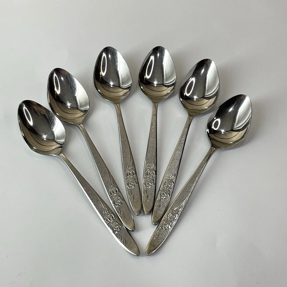 Vintage Ekco Eterna Carolyn Stainless Flatware Teaspoons Lot Of 6 Japan MCM
